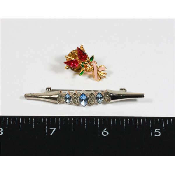 TWO RHINESTONE ACCENTED PINS, ONE IS