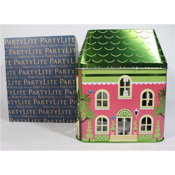 PARTYLITE SPRING VILLAGE 3 WICK JAR TIN