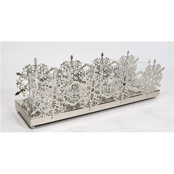 PARTYLITE SILVERY SNOWFLAKE CANDLE HOLDER