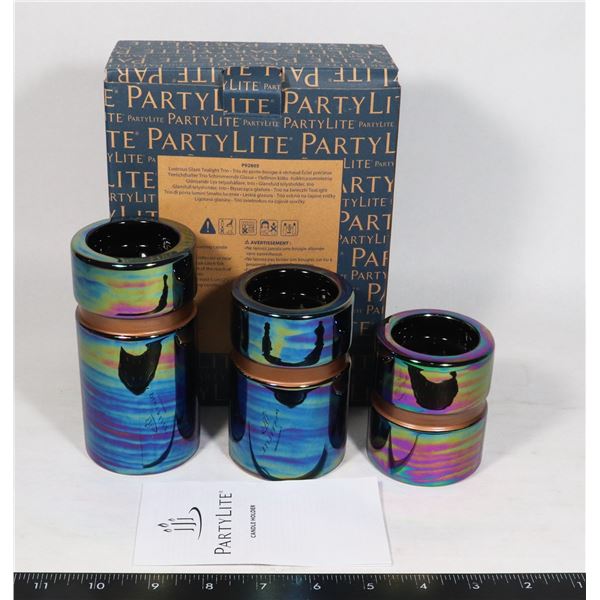 PARTYLITE LUSTROUS GLAZE TEALIGHT TRIO