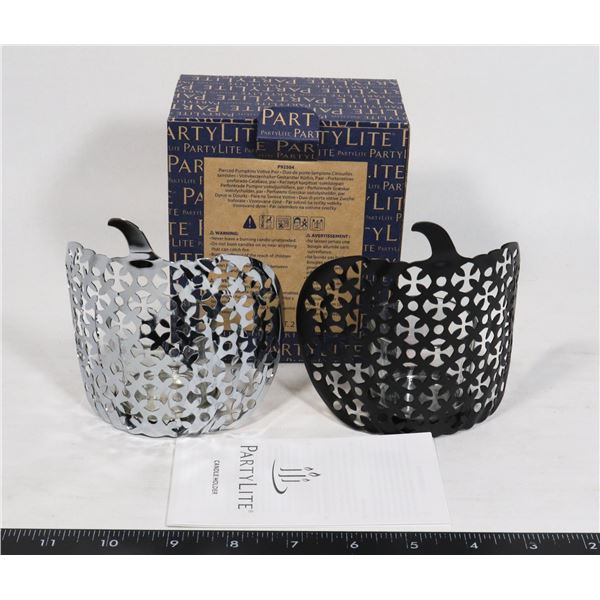 PARTYLITE PIERCED PUMPKIN VOTIVE PAIR