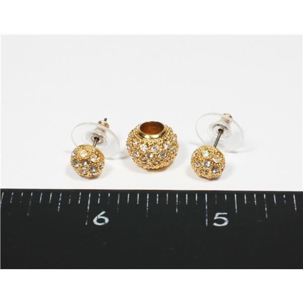 GOLD TONE RHINESTONE STUDD EARRINGS SOLD WITH