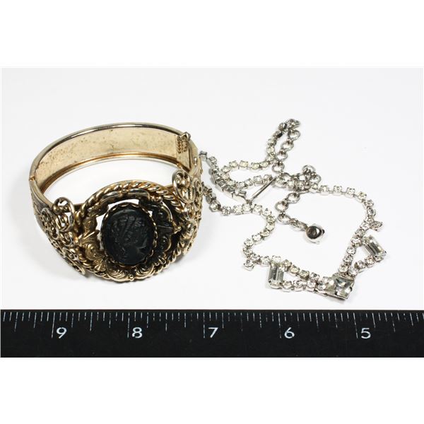 RHINESTONE ANTIQUE NECKLACE SOLD WITH