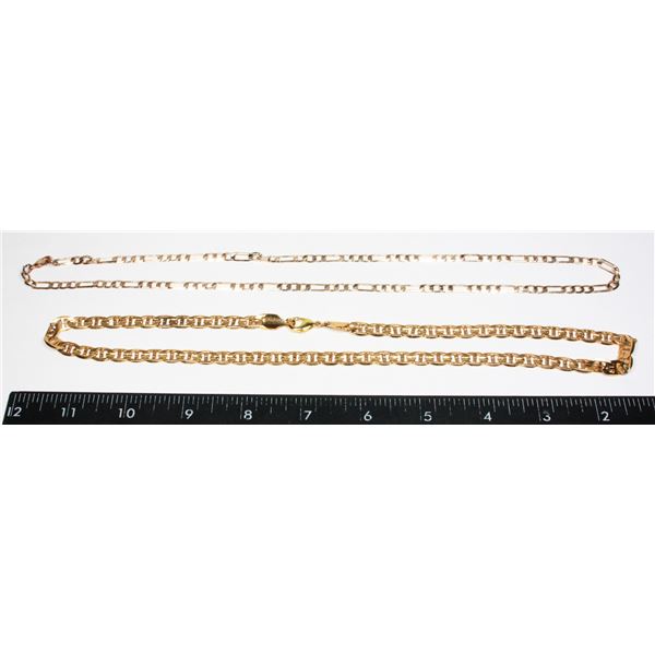 2 GOLD TONE CHAIN LINK NECKLACES