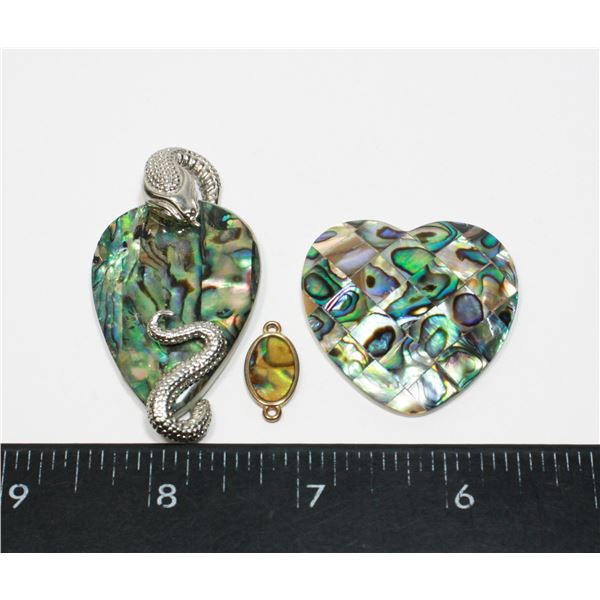 SNAKE AND HEART ABALONE PENDANT PIECES SOLD