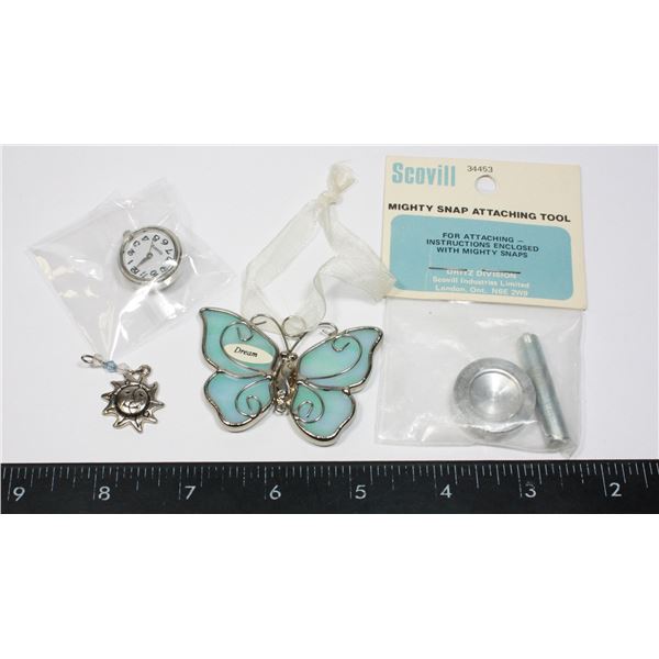 BUTTERFLY ORNAMENT, SNAP ATTACHING TOOL AND MORE