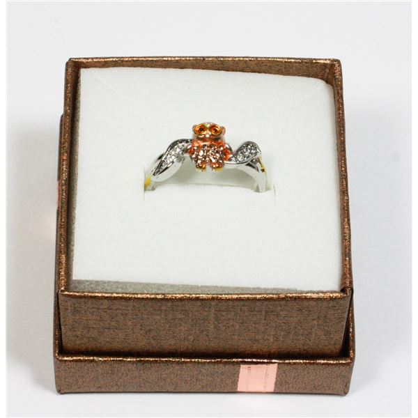 NEW SIZE 7 OWL DESIGN RING. HAS ACCENT RHINESTONES