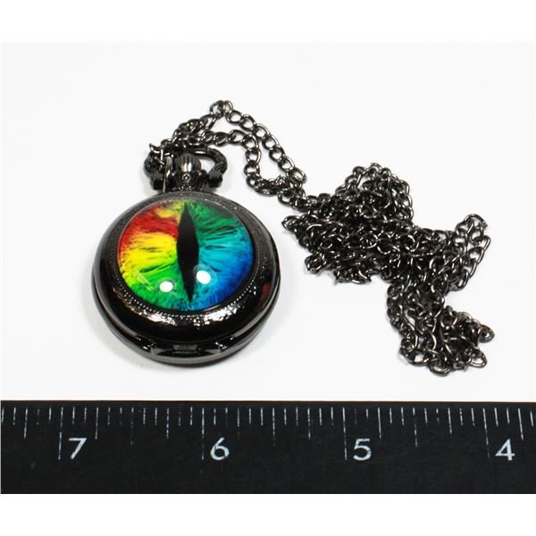 NEW RAINBOW DRAGON EYE POCKET WATCH WITH CHAIN