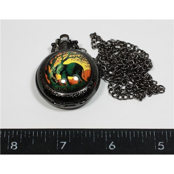 NEW ELEPHANT DESIGN POCKET WATCH AND CHAIN