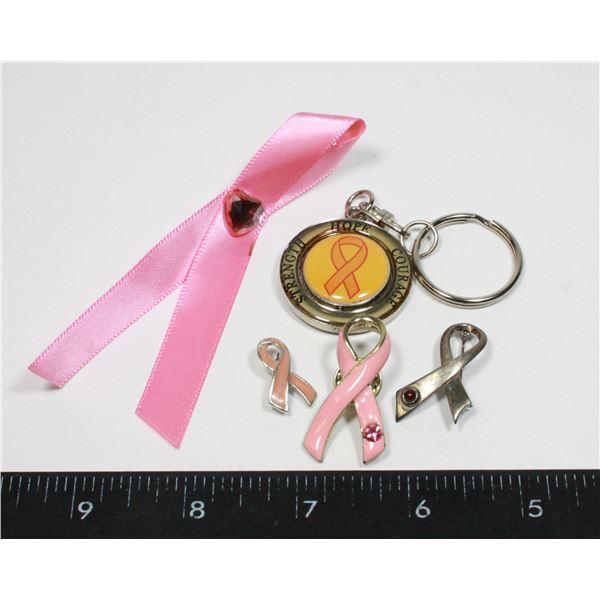 LOT OF  BREAST CANCER AWARENESS RIBBON PINS