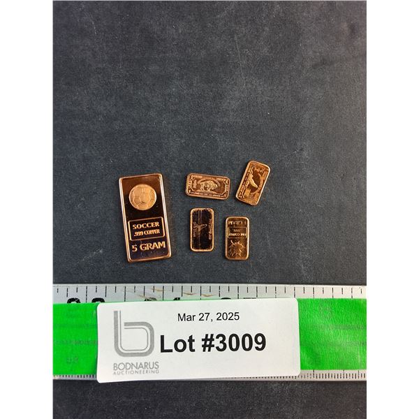 (5) REPLICA Copper Ingots