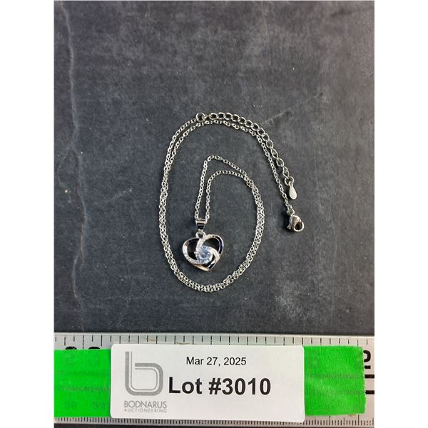 Silver Necklace with Diamond Pendant