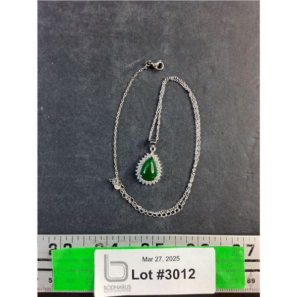Silver Necklace with Emerald Pendant