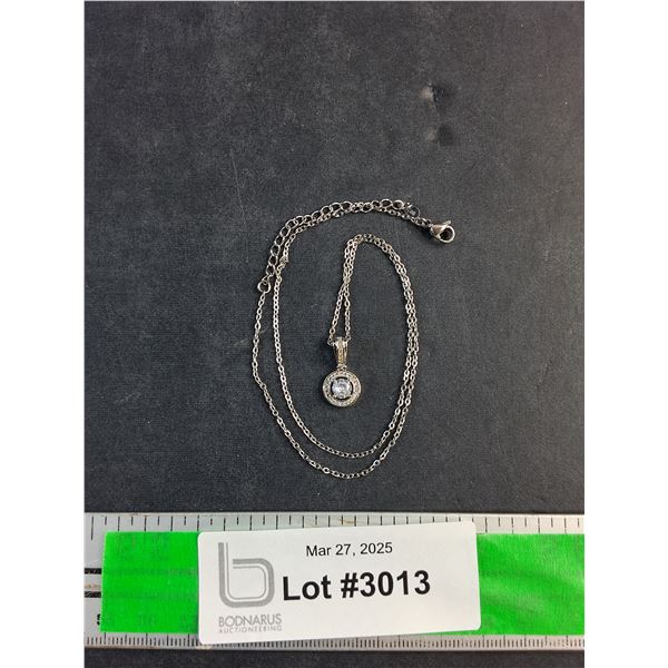 Silver Necklace with Diamond Pendant