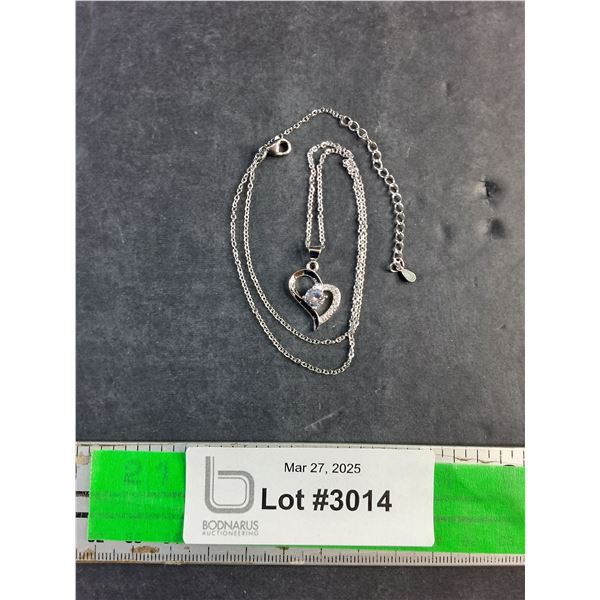 Silver Necklace with Diamond Pendant