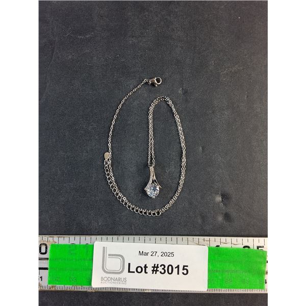 Silver Necklace with Diamond Pendant