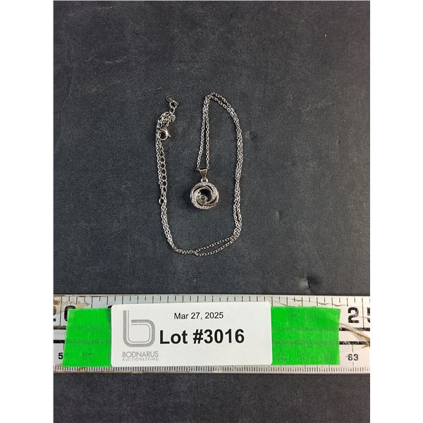 Silver Necklace with Diamond Pendant