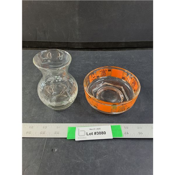 Small Glass Vase and a Small Glass Bowl