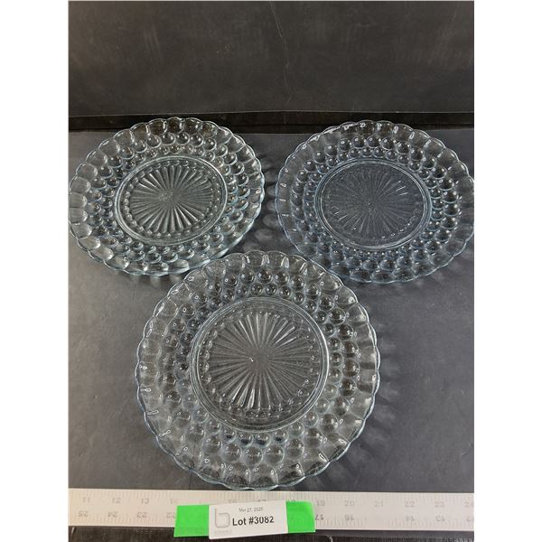 Set of (3) Slightly Blue Tinted Glass Dishes