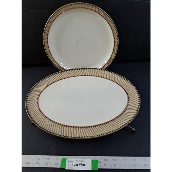 Denby Serving Platter on small Stand and Plate