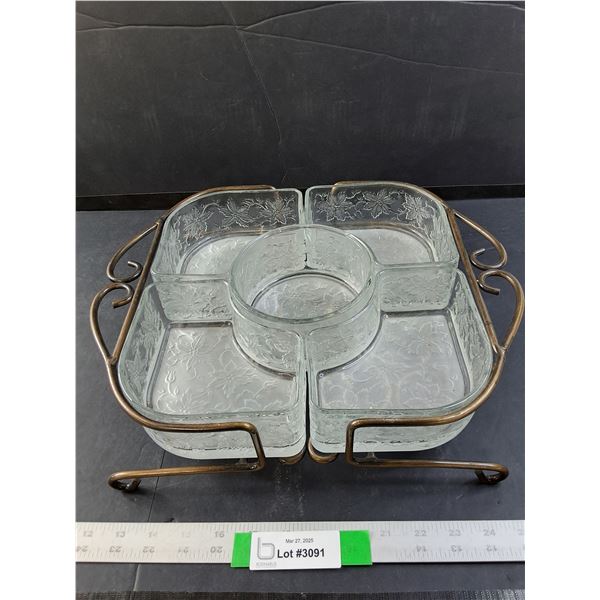 Glass Serving Dish on Metal Stand