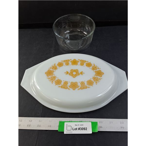 Anchor Glass Dish and Corningware Casserole Lid