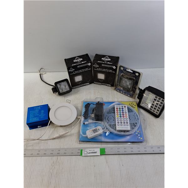Lot of Different LED Lights Including a Multi Color Changing Light Strip