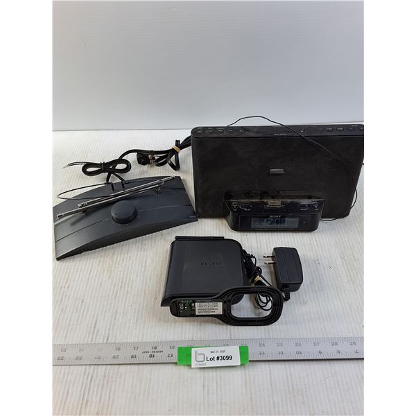 Sony Sound Dock, VHF/UHF Antenna and Belkin Wireless Router