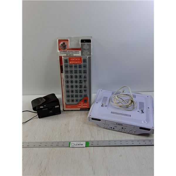 Curtis Under the Counter AM/FM CD Player, Safari 35mm Camera and a Giant Remote