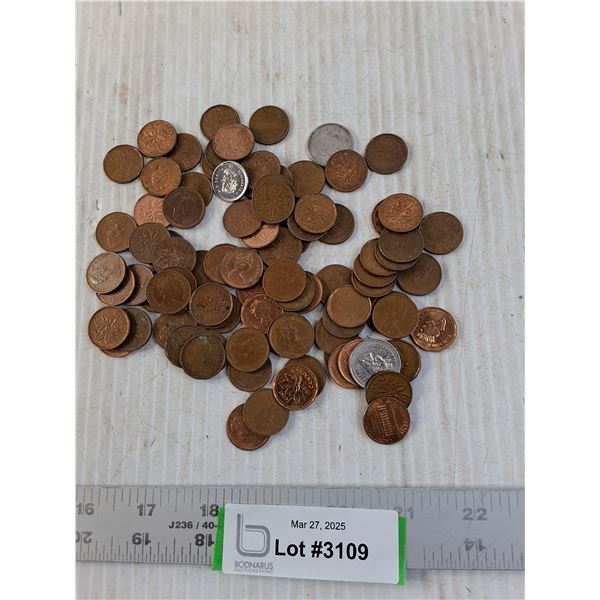 Bag of Assorted Canadian Pennies