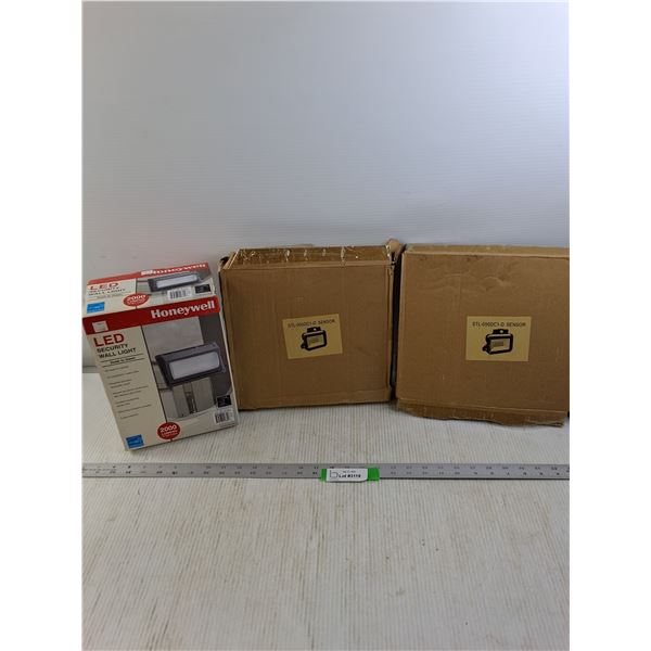 Honeywell 2000 W LED wall Mount Light and (2)  LED Sensor Lights