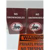 Image 2 : (4) Metal Signs: No Snowmoblies, Warning Surveillance, Private Property