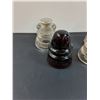 Image 3 : (4) Glass Insulators: Clear & Brown