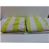 Image 1 : (2) Green & White Striped Bath Towels
