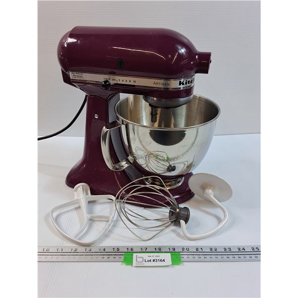 Kitchen Aid Artisan Purple Mixer w/Attachments - Powers On, Some Wear As Pictured, Pickup Preferred