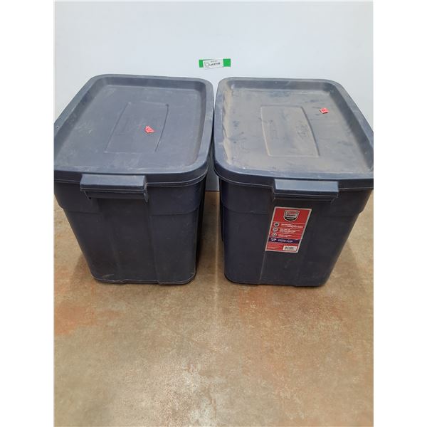 * (2) Blue Rubbermaid Storage Totes W/Lids - 16" X 14" X 23" - CANNOT SHIP