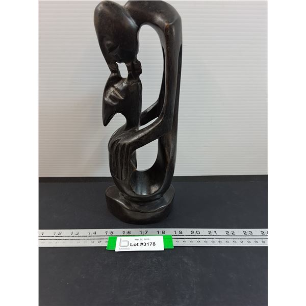 Handcarved Wood African Statue Symbolizing Love - 12" Tall