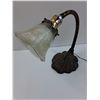 Image 3 : Metal Base & Glass Floral Style Shade Lamp - Works