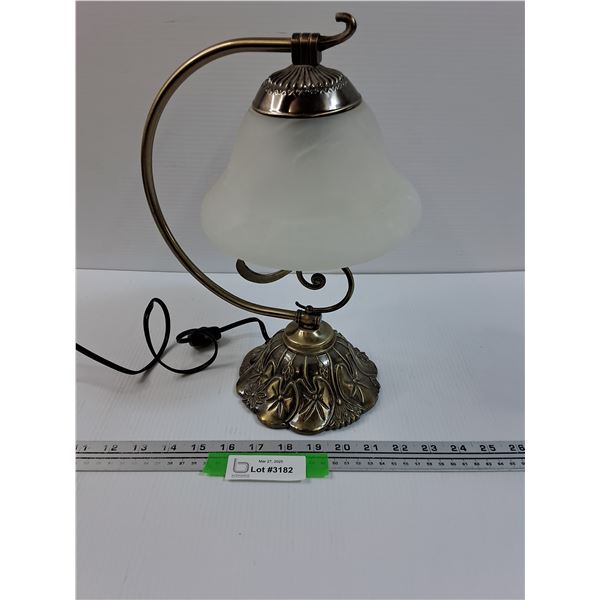 Lily Pad Style Metal Base & Frosted Glass Table Lamp - Works