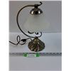 Image 1 : Lily Pad Style Metal Base & Frosted Glass Table Lamp - Works