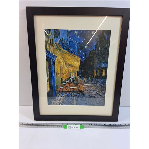 Italian Cafe Print in Frame - 18" x 22" - Some Wear as Pictured