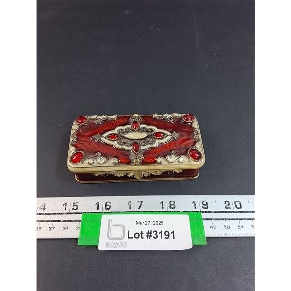 Vintage Metal & Resin Vanity Jewelry Box - 4" x 2" x 1.5"