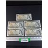 Image 1 : (5) Canadian One Dollar Bills: 1973
