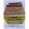 Image 1 : Milk Crate full of 1 Foot Pieces of Tongue and Groove Wood.