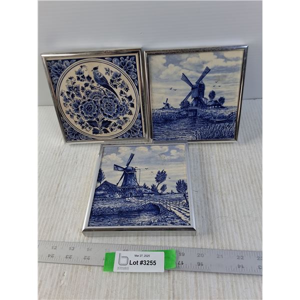 Blue Framed Artwork  6x6" (x3)