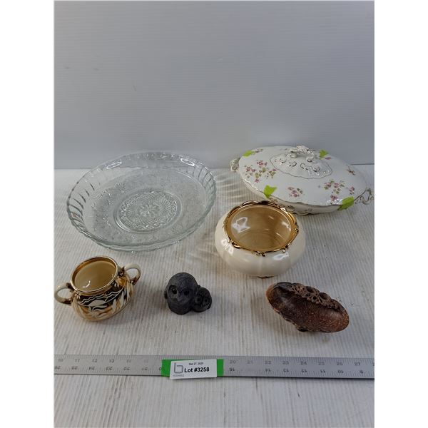 Assorted Glass Dishes , Carving and Small Dish