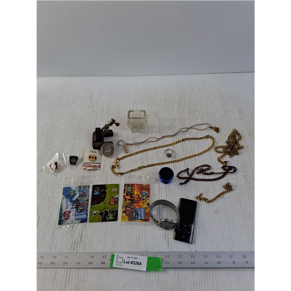 Assorted Misc. Items, Costume Jewelry, Bakugan Cards, Pins and Ipod