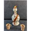 Image 3 : Ceramic Clown Liquor Decanter and (2) Liquor Shot Glasses