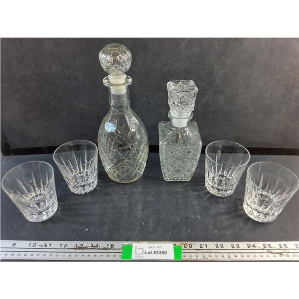(2) Liquor Glass Decanters and (4) Glasses