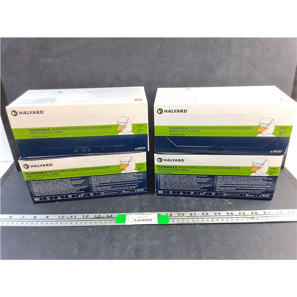 (4) Halyard Fluidshield 3 N95 Particulate Filter Respirator and Surgical Mask Boxes